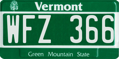 VT license plate WFZ366