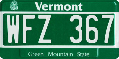 VT license plate WFZ367