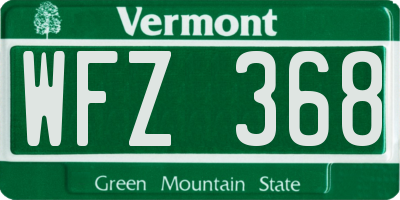 VT license plate WFZ368