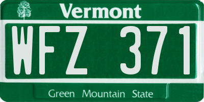 VT license plate WFZ371