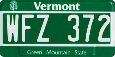 VT license plate WFZ372