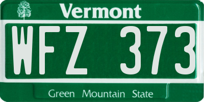VT license plate WFZ373