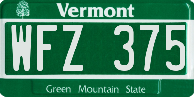 VT license plate WFZ375