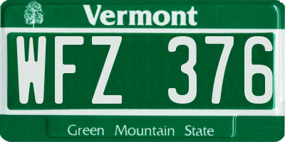 VT license plate WFZ376
