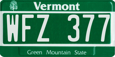 VT license plate WFZ377