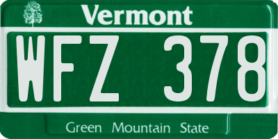 VT license plate WFZ378