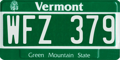 VT license plate WFZ379