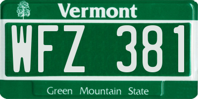 VT license plate WFZ381