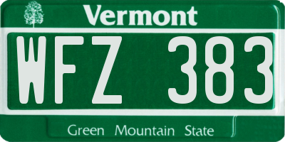 VT license plate WFZ383