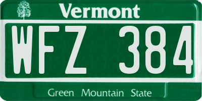 VT license plate WFZ384