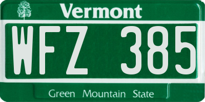 VT license plate WFZ385