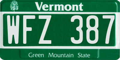 VT license plate WFZ387