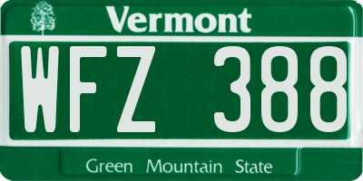 VT license plate WFZ388