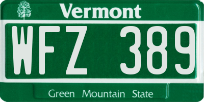 VT license plate WFZ389
