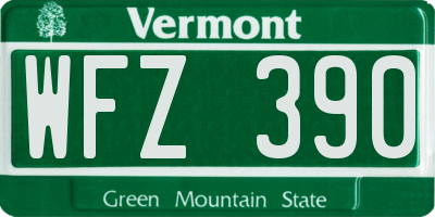 VT license plate WFZ390