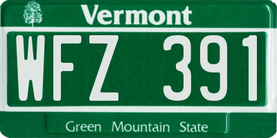 VT license plate WFZ391