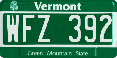 VT license plate WFZ392