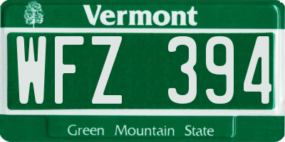 VT license plate WFZ394