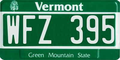 VT license plate WFZ395