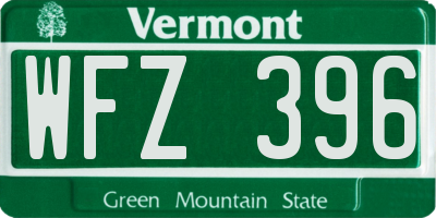 VT license plate WFZ396
