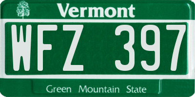 VT license plate WFZ397