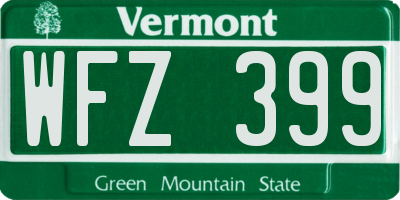 VT license plate WFZ399