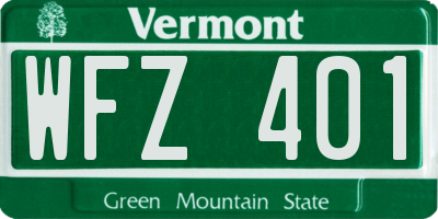 VT license plate WFZ401