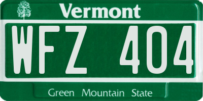 VT license plate WFZ404