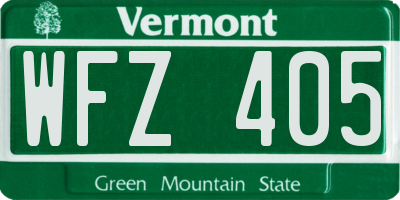 VT license plate WFZ405