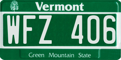 VT license plate WFZ406