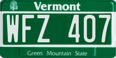 VT license plate WFZ407