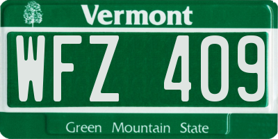 VT license plate WFZ409