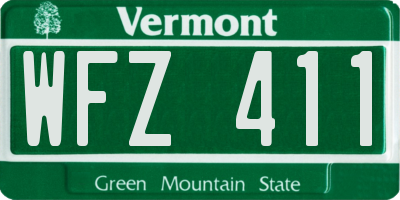 VT license plate WFZ411