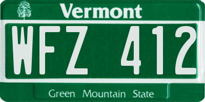 VT license plate WFZ412
