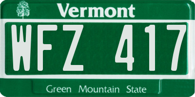 VT license plate WFZ417