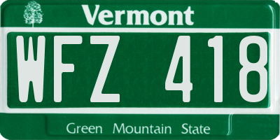 VT license plate WFZ418