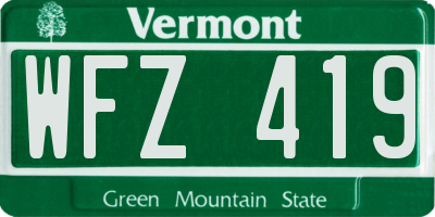 VT license plate WFZ419
