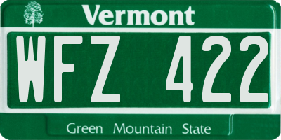 VT license plate WFZ422