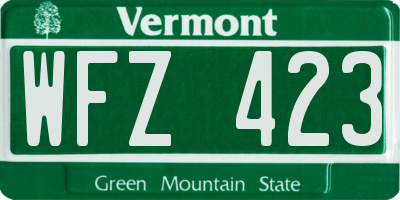 VT license plate WFZ423