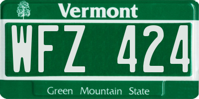 VT license plate WFZ424