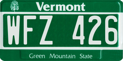 VT license plate WFZ426
