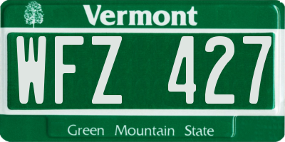 VT license plate WFZ427