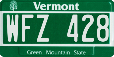 VT license plate WFZ428
