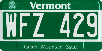 VT license plate WFZ429