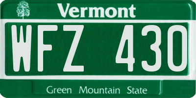VT license plate WFZ430