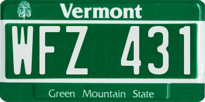 VT license plate WFZ431
