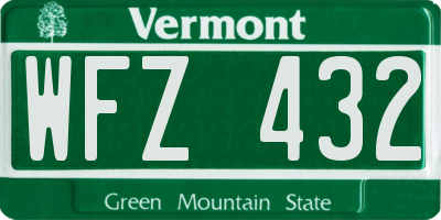 VT license plate WFZ432