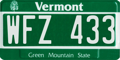 VT license plate WFZ433