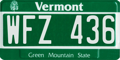 VT license plate WFZ436