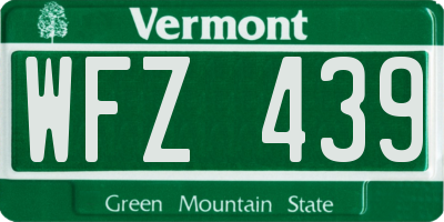 VT license plate WFZ439